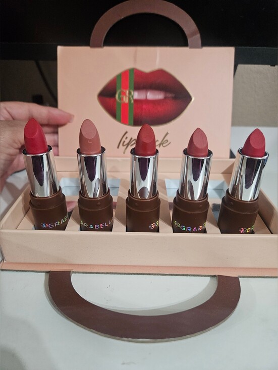 grabella Other - Grabella Five-Piece Mouse Lipstick Set in Red and Nude Pink Tones